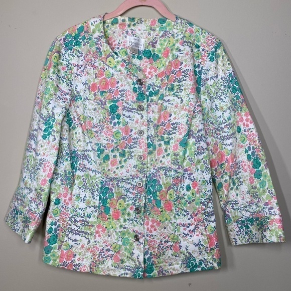 Christopher & Banks Jackets & Blazers - Christopher & Banks Printed Denim Jacket M